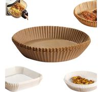 Vyloky Papel de horno grande para freidora de aire caliente, papel de pergamino, papel desechable para horno y freidoras de aire de 4,2 - 8 L, 20-27 cm, 100 unidades, rectángulo cuadrado (redondo 16