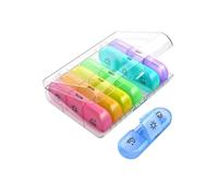 Vyloky Pastillero para 7 días por la mañana por la noche, 3 colores, caja grande con 21 compartimentos, caja de viaje para vitaminas, aceite de pescado, suplemento dietético (transparente/colorido)