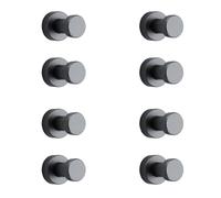 Vyloky Perchero de metal sin taladrar, fijación adhesiva para baño, cocina, pasillo, dormitorio, armario, inquilino, usuario del hogar (gris con tiras adhesivas, 8)