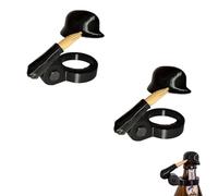 Vyloky Salut - Juego de 2 tapones para botellas de vino y cerveza, protección contra insectos, diseño de saludo de soldado | 3 colores: 2 verdes, 2 negros, mezcla (2 negros)