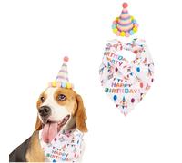 Vyloky Set de cumpleaños para perros pequeños y medianos - 4 diseños, gorro + pañuelo para el cuello, para alegres vacaciones y momentos inolvidables con tu mascota (modelo A)