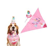 Vyloky Set de cumpleaños para perros pequeños y medianos - 4 diseños, gorro + pañuelo para el cuello, para alegres vacaciones y momentos inolvidables con tu mascota (modelo D)
