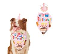 Vyloky Set de cumpleaños para perros pequeños y medianos - 4 diseños, gorro + pañuelo para el cuello, para alegres vacaciones y momentos inolvidables con tu mascota (modelo B)