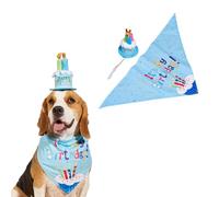 Vyloky Set de cumpleaños para perros pequeños y medianos - 4 diseños, gorro + pañuelo para el cuello, para alegres vacaciones y momentos inolvidables con tu mascota (modelo C)