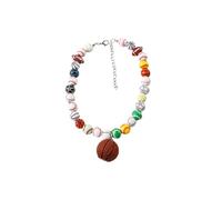 Vyloky Sporty Beaded Cat Dog Collar - Colgante de fútbol o baloncesto, ajustable en S/M/L para gatos y perros pequeños, color de la perla al azar, accesorio para día de juego y cumpleaños (baloncesto