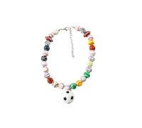 Vyloky Sporty Beaded Cat Dog Collar - Colgante de fútbol o baloncesto, ajustable en S/M/L para gatos y perros pequeños, color de la perla al azar, accesorio para el día del partido y cumpleaños