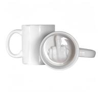 Vyloky Taza 3D con el dedo medio, taza oculta, divertida taza de café provocadora, regalo para oficina, colegas, amigos, 300 ml, de cerámica, apta para lavavajillas (1 unidad)