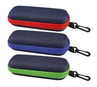 Vylro 3 Piezas Estuches Para Gafas de Denim,16,5 x 6,6 x 4,2 cm Fundas de Gafas Rigidas Originales,con Cremallera y Gancho,Portátil Caixa Oculos,Custodia Occhiali Rigida para Mujeres,Hombres y Niños