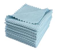 Vylro 8 Piezas Paño de Limpieza de Microfibras, 30 x 30cm Paño de Cocina de Azul Microfibra Reutilizables, Paños de Limpieza de Microfibra, Paños Cocina con Diseño de Gofre, para Ventanas, Muebles