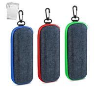 Vylyciy 3 Piezas Estuche de Gafas Fundas Rígidas para Gafas de Sol Estuche de Anteojos de Tela Vaquera Portátil Estuche para Gafas de Viaje con Cremallera y Cuerdas Bolsa Gafas