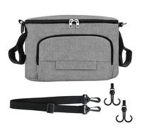 Vylyciy Bolso Carro Bebé Universal, Impermeable Bolsa Organizadora de Cochecitos con Correas, Gran Espacio, Bolsa Organizador de Cochecito para Pañales, Biberón, Pañuelos, Snacks(Gris)