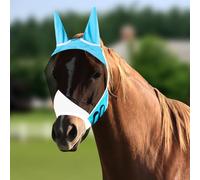 Vylyciy Mascara Antimoscas Caballo,Máscara Moscas Caballos Malla,Máscara Anti Moscas para Caballos Respirable,Máscara Antimoscas para Caballos,Máscara de Caballo Protección UV,Antimosquitos,Azul