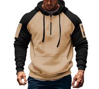 VYLYNL Sudadera de trabajo para hombre, media cremallera, forro polar, sudadera con capucha de mezcla de algodón, bolsillos con cremallera, casual, cálida, para correr, entrenamiento, gimnasio