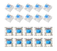 Vynetra 10 interruptores lineales blancos para teclado mecánico, paquete de 10 extras de 3 pines lineales de 60 g, color blanco azulado, almohadilla de patín, adaptador receptor de calcomanía de borde