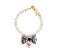 Vynetra Collar de perlas de moda para mascotas, joyería ajustable, diseño de cadena de extensión, collar para cachorros, accesorios para niñas pequeñas, perros, gatos para collar pequeño