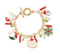 Vynetra Elegante dije de árbol de Papá Noel con diseño de alce hecho a mano, joyería de muñeca para mujer que da un bonito abalorio, talla única, como se describe
