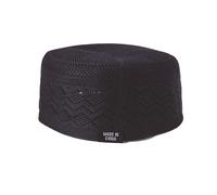 Vynetra Elegante sombrero de culto musulmán con patrón hueco suave Kufi para hombres con diseño tradicional y moderno para eventos culturales, oración de algodón, azul marino, M