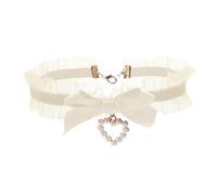 Vynetra Gargantilla con colgante de corazón y lazo, collar de moda, cadena de cuello dulce, joyería de fiesta para mujeres, adolescentes y niñas