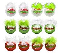 Vynetra Juego de 12 decoraciones para árbol de Navidad, inastillables, adornos navideños en diseño de monstruos verdes, adorno brillante que no destiñe