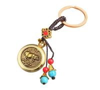 Vynetra Llavero de metal colgante con diseño de zodiacos, textura de latón, adecuado para personas elegantes y uso diario, llavero colgante de latón, B, Talla única