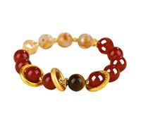 Vynetra Pulsera elegante con cuentas de ágata roja natural, ideal para creadores de tendencias y adultos con mentalidad espiritual, uso diario