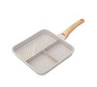 Vynetra Sartén de aleación de aluminio tres en uno, antiadherente, ideal para cocinar desayuno, filete, parrilla dividida, olla de carne para desayuno, huevo frito, olla multifuncional, utensilios de