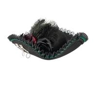 Vynetra Sombrero de pirata para adultos, de lana, aspecto envejecido y costuras intrincadas, sombrero de tricornio para disfraz histórico de Halloween, espectáculo de escenario