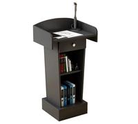 Vyntyra Atril clásico de podio, púlpito con base pesada de madera, escritorio de pie con estante de almacenamiento, soporte de podio de madera, conferencia, iglesia, lectura o escritorio para