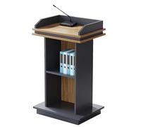 Vyntyra Atril con Estante de Almacenamiento,Podio con Base Estable,Podio de Pie de Madera con 2 Estantes,Atril de Conferencia con Estante de Almacenamiento Atril(C)