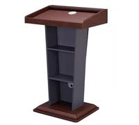 Vyntyra Atril con Estante de Almacenamiento, Podio de Pie de Madera,Atril de pie para podio, Podio de Presentación con Gestión de Cables(Mahogany)