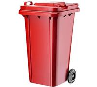 Vyntyra Basura rectangular de plástico, bote de basura grande con asas resistentes, resistente a la intemperie, con tapa y ruedas adjuntas, uso en interiores o exteriores(Red,240L)