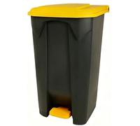 Vyntyra Botes de basura con tapas y ruedas, botes de basura de plástico sólidos, pedales, resistentes al calor, calles, interiores, jardines(Yellow,80L)