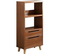 Vyntyra Estante for Libros, Estante de Almacenamiento Abierto, estantería pequeña con gabinete de Almacenamiento, for Oficina en casa, Sala de Estar, Dormitorio(Walnut Color)