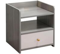 Vyntyra Mesita de Noche, Mesa Auxiliar con Cajón, Asa, Compartimento Abierto(Grey,Level 1)