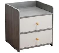 Vyntyra Mesita de Noche, Mesa Auxiliar con Cajón, Asa, Compartimento Abierto(Grey,Level 2)