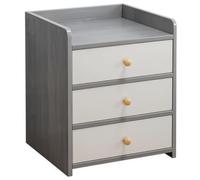 Vyntyra Mesita de Noche, Mesa Auxiliar con Cajón, Asa, Compartimento Abierto(Grey,Level 3)