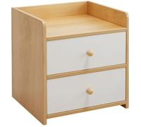 Vyntyra Mesita de Noche, Mesa Auxiliar con Cajón, Asa, Compartimento Abierto(Maple,Level 2)