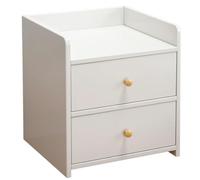 Vyntyra Mesita de Noche, Mesa Auxiliar con Cajón, Asa, Compartimento Abierto(White,Level 2)