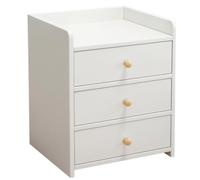 Vyntyra Mesita de Noche, Mesa Auxiliar con Cajón, Asa, Compartimento Abierto(White,Level 3)