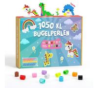 VynyQoo 10 mm Cuentas para Planchar, Pack de Recarga 1050 PCS con 11 Colores, Empaquetado Individual, Incluye 50 Plantillas Creativas para Descargar, XL para Niños 3+