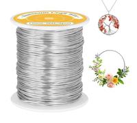 VynyQoo 1mm Alambre Manualidades con Moldeable, 56M Flexible y Doblable Alambre para Joyeria, Alambre para Manualidades para Creación de Flores DIY, Escultura, Suministros para manualidades (Plata)