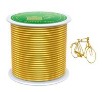 VynyQoo 2mm Alambre Manualidades, 33m Alambres Aluminio Flexible, Oro Hilo Alambre Manualidades, Alambres de Escultura para Joyería DIY