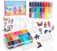 VynyQoo Cuentas para Planchar, 8200 Perlas de 5mm en 48 Colores con Beads Plantilla, Papel para Planchar, Llavero, Pinzas - DIY de Manualidades, para Niños, Niñas y Adolescentes