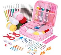VynyQoo Kit de Crochet 62PCS con Estuche, Crochet Kit Principiantes con Hilos, Ganchos y Accesorios, Kit Ganchillo para DIY Regalos Creativos y Manualidades