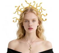 VYNZOR 1 Set de Accesorios de Medusa con Diadema de Serpientes y Collar en Dorado, Ideal para Carnaval Fiestas de Disfraces y Mitología Griega, Completo de Bisutería y Adorno para la Cabeza