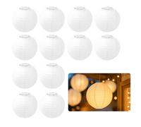 VYNZOR 12 Mini Linternas Blancas 7,5 cm - Linternas de Tela para Decoración de Jardín, Boda, Navidad y Halloween, Ideales para Interior y Exterior