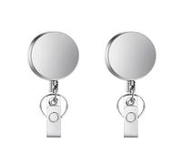 VYNZOR 2 Unidades Portaidentificadores Retráctil de Metal, Soporte para Tarjeta ID Extensible con Cable de Acero, Llavero con Clip de Cinturón para Trabajo, Almacén, Enfermera, Seguridad