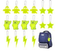 VYNZOR 20 Llavero Reflectante Colorido en PVC Ligero - Motivos Rayo, Oso, Estrella, Fantasma, Accesorios para Bolsos, Bicicletas, Niños y Adultos