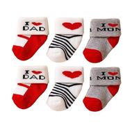 VYNZOR 3 Pares de Calcetines para Bebé 0-6 Meses - Calcetines de Algodón Suave con Mensaje I Mama & Papa, Regalo Ideal para Baby Shower, Nacimiento y Primeros Meses