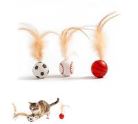 VYNZOR 3 Piezas Pelotas Interactivas para Gatos, Pelotas Saltarinas con Plumas, Juguetes para Entrenar, Perseguir y Cazar, Resistente para Interior y Exterior